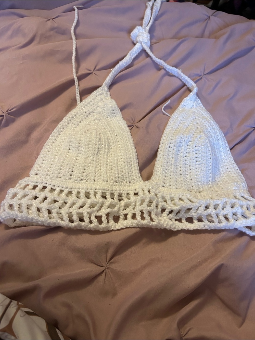 White Crochet Halter Bralette Top - Women Intimates & Sleepwear